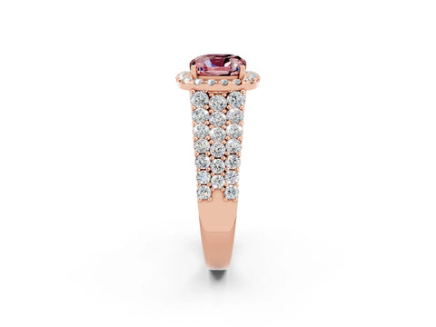 Rose gold Cushion Cut Halo Pavé Diamond Engagement Ring with Split Shank and Four-Prong Setting_2