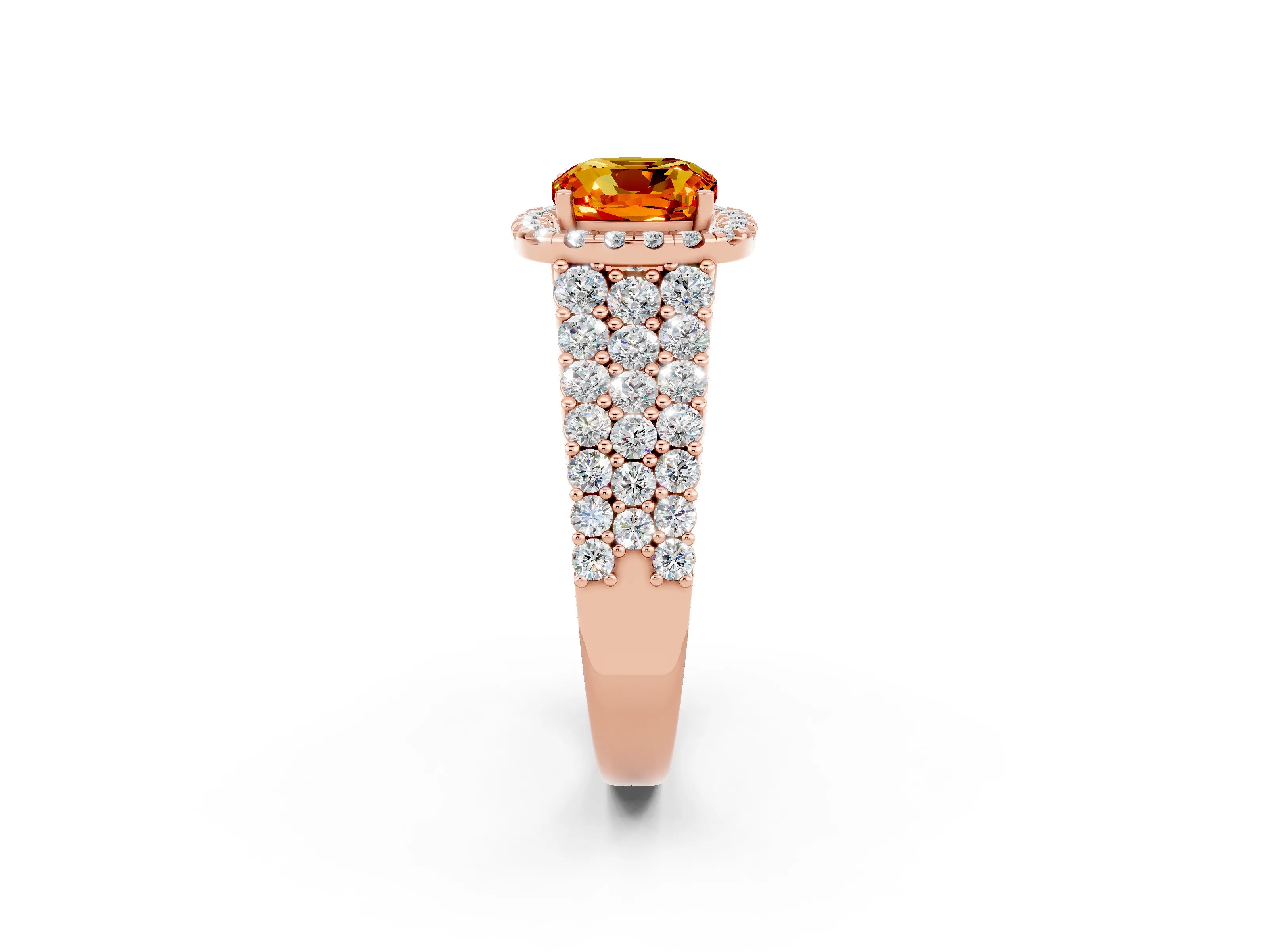 Rose gold Cushion Cut Halo Pavé Diamond Engagement Ring with Split Shank and Four-Prong Setting_2