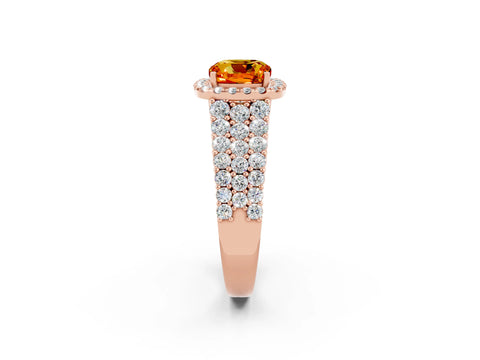 Rose gold Cushion Cut Halo Pavé Diamond Engagement Ring with Split Shank and Four-Prong Setting_2
