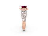 Rose gold Cushion Cut Halo Pavé Diamond Engagement Ring with Split Shank and Four-Prong Setting_2