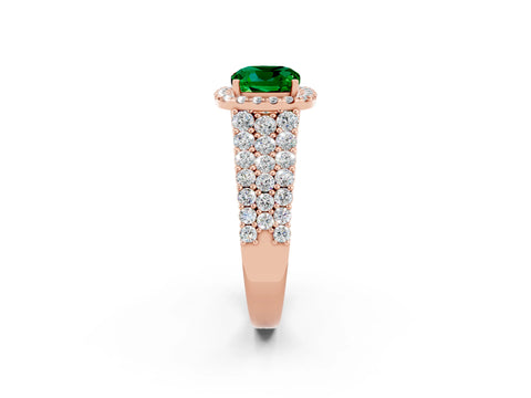 Rose gold Cushion Cut Halo Pavé Diamond Engagement Ring with Split Shank and Four-Prong Setting_2