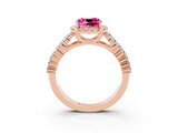 Rose gold Cushion Cut Halo Pavé Diamond Engagement Ring with Split Shank and Four-Prong Setting_3