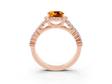 Rose gold Cushion Cut Halo Pavé Diamond Engagement Ring with Split Shank and Four-Prong Setting_3