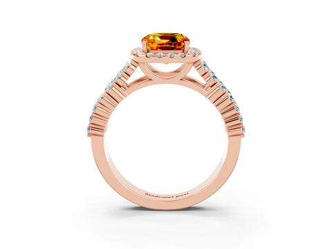 Rose gold Cushion Cut Halo Pavé Diamond Engagement Ring with Split Shank and Four-Prong Setting_3