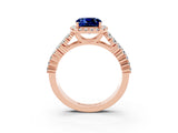 Rose gold Cushion Cut Halo Pavé Diamond Engagement Ring with Split Shank and Four-Prong Setting_3