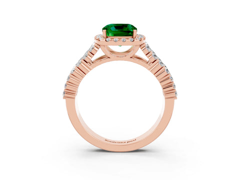 Rose gold Cushion Cut Halo Pavé Diamond Engagement Ring with Split Shank and Four-Prong Setting_3