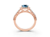 Rose gold Cushion Cut Halo Pavé Diamond Engagement Ring with Split Shank and Four-Prong Setting_3