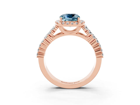 Rose gold Cushion Cut Halo Pavé Diamond Engagement Ring with Split Shank and Four-Prong Setting_3