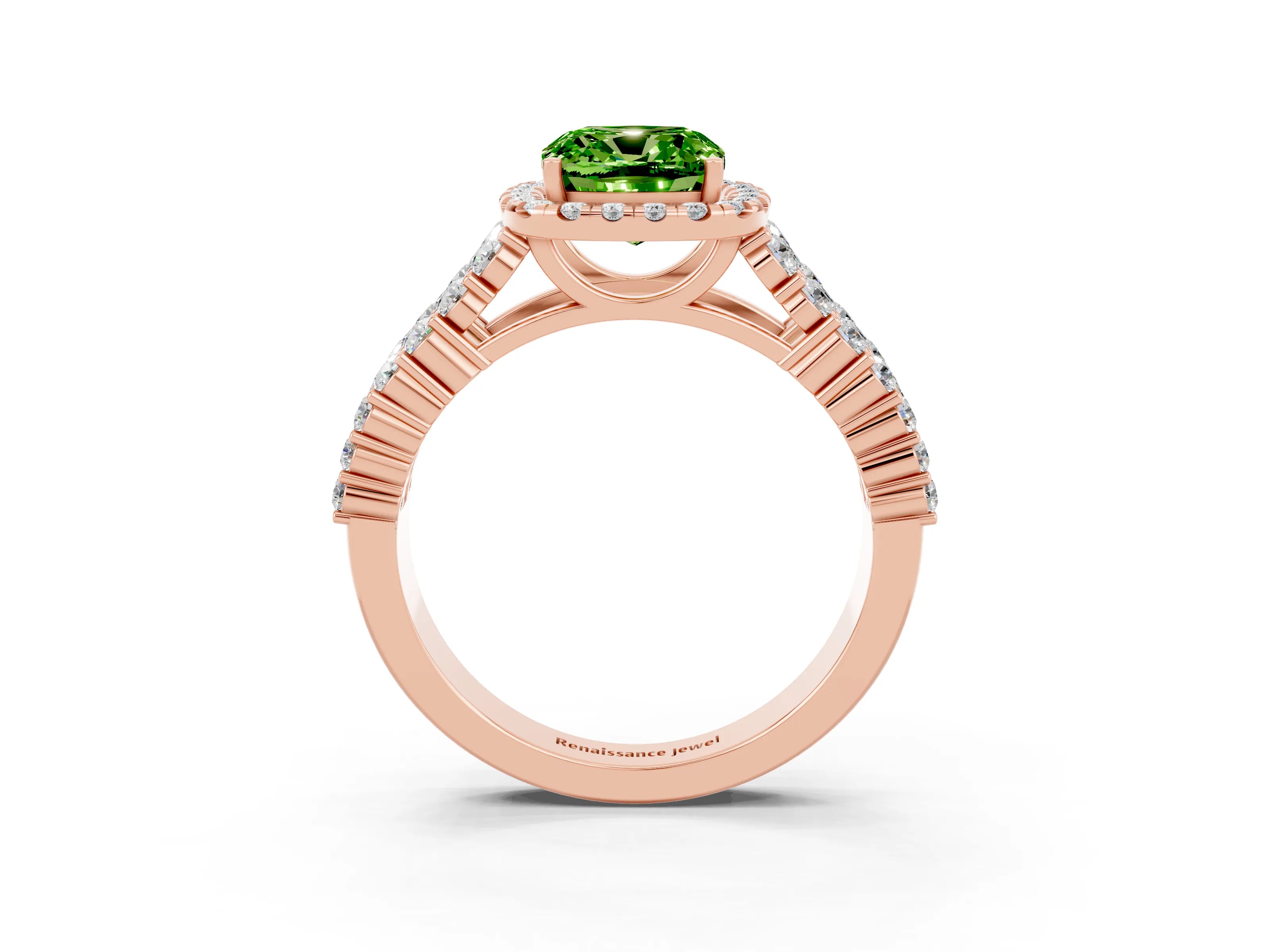 Rose gold Cushion Cut Halo Pavé Diamond Engagement Ring with Split Shank and Four-Prong Setting_3