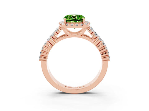 Rose gold Cushion Cut Halo Pavé Diamond Engagement Ring with Split Shank and Four-Prong Setting_3