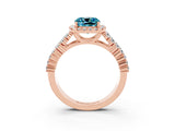 Rose gold Cushion Cut Halo Pavé Diamond Engagement Ring with Split Shank and Four-Prong Setting_3