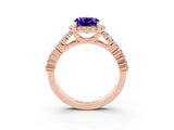Rose gold Cushion Cut Halo Pavé Diamond Engagement Ring with Split Shank and Four-Prong Setting_3