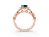 Rose gold Cushion Cut Halo Pavé Diamond Engagement Ring with Split Shank and Four-Prong Setting_3
