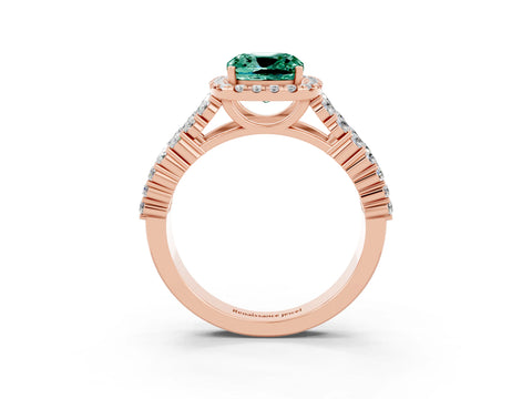 Rose gold Cushion Cut Halo Pavé Diamond Engagement Ring with Split Shank and Four-Prong Setting_3