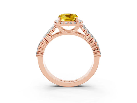 Rose gold Cushion Cut Halo Pavé Diamond Engagement Ring with Split Shank and Four-Prong Setting_3