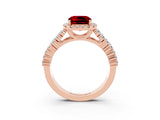 Rose gold Cushion Cut Halo Pavé Diamond Engagement Ring with Split Shank and Four-Prong Setting_3