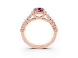 Rose gold Cushion Cut Halo Pavé Diamond Engagement Ring with Split Shank and Four-Prong Setting_3