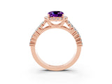Rose gold Cushion Cut Halo Pavé Diamond Engagement Ring with Split Shank and Four-Prong Setting_3