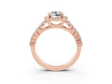 Rose gold Cushion Cut Halo Pavé Diamond Engagement Ring with Split Shank and Four-Prong Setting_3
