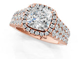 Rose gold Cushion Cut Halo Pavé Diamond Engagement Ring with Split Shank and Four-Prong Setting_4