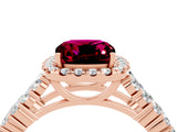 Rose gold Cushion Cut Halo Pavé Diamond Engagement Ring with Split Shank and Four-Prong Setting_4