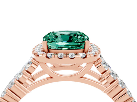 Rose gold Cushion Cut Halo Pavé Diamond Engagement Ring with Split Shank and Four-Prong Setting_4