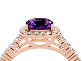 Rose gold Cushion Cut Halo Pavé Diamond Engagement Ring with Split Shank and Four-Prong Setting_4
