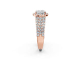 Rose gold Cushion Cut Halo Pavé Diamond Engagement Ring with Split Shank and Four-Prong Setting_5