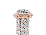 Rose gold Cushion Cut Halo Pavé Diamond Engagement Ring with Split Shank and Four-Prong Setting_5