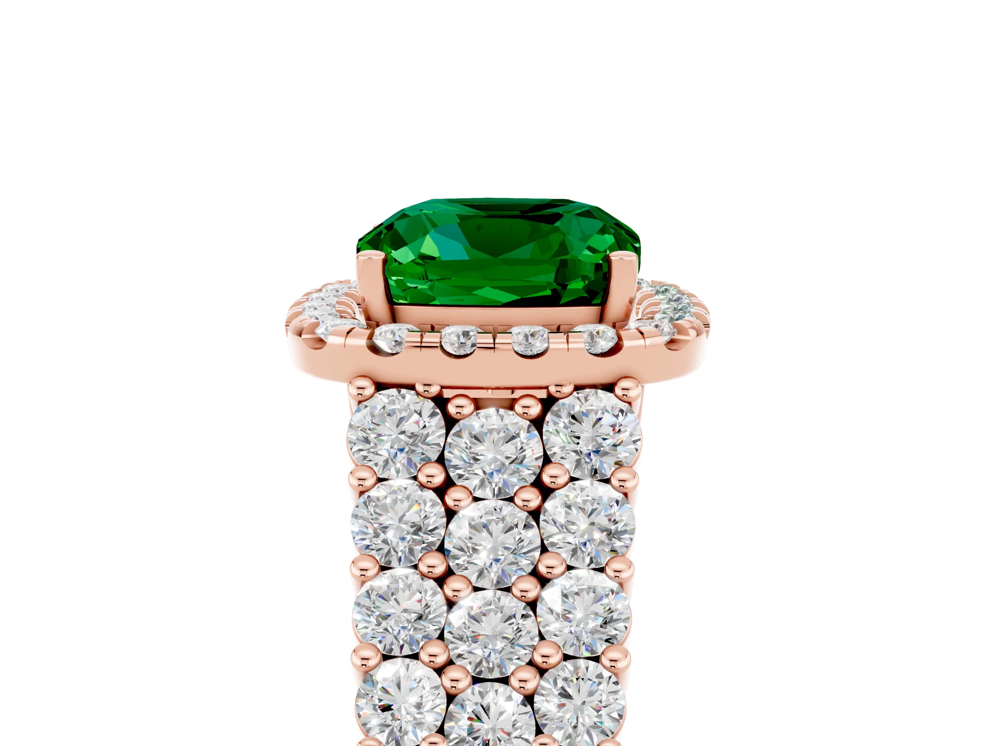 Rose gold Cushion Cut Halo Pavé Diamond Engagement Ring with Split Shank and Four-Prong Setting_5