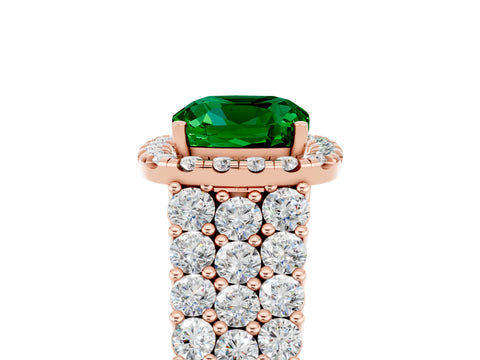 Rose gold Cushion Cut Halo Pavé Diamond Engagement Ring with Split Shank and Four-Prong Setting_5