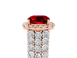 Rose gold Cushion Cut Halo Pavé Diamond Engagement Ring with Split Shank and Four-Prong Setting_5