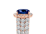 Rose gold Cushion Cut Halo Pavé Diamond Engagement Ring with Split Shank and Four-Prong Setting_5