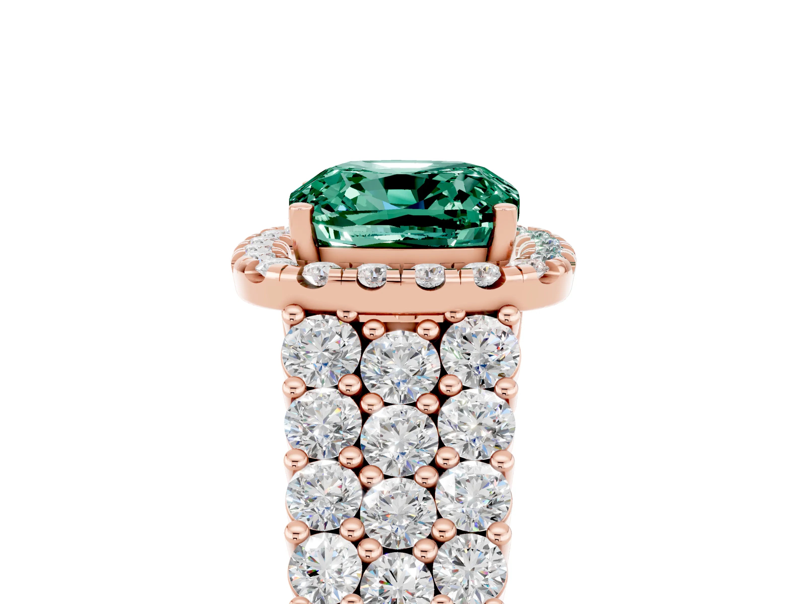 Rose gold Cushion Cut Halo Pavé Diamond Engagement Ring with Split Shank and Four-Prong Setting_5