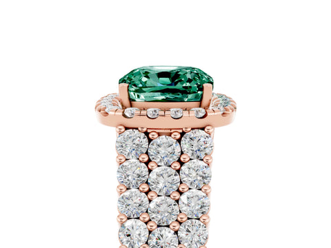 Rose gold Cushion Cut Halo Pavé Diamond Engagement Ring with Split Shank and Four-Prong Setting_5