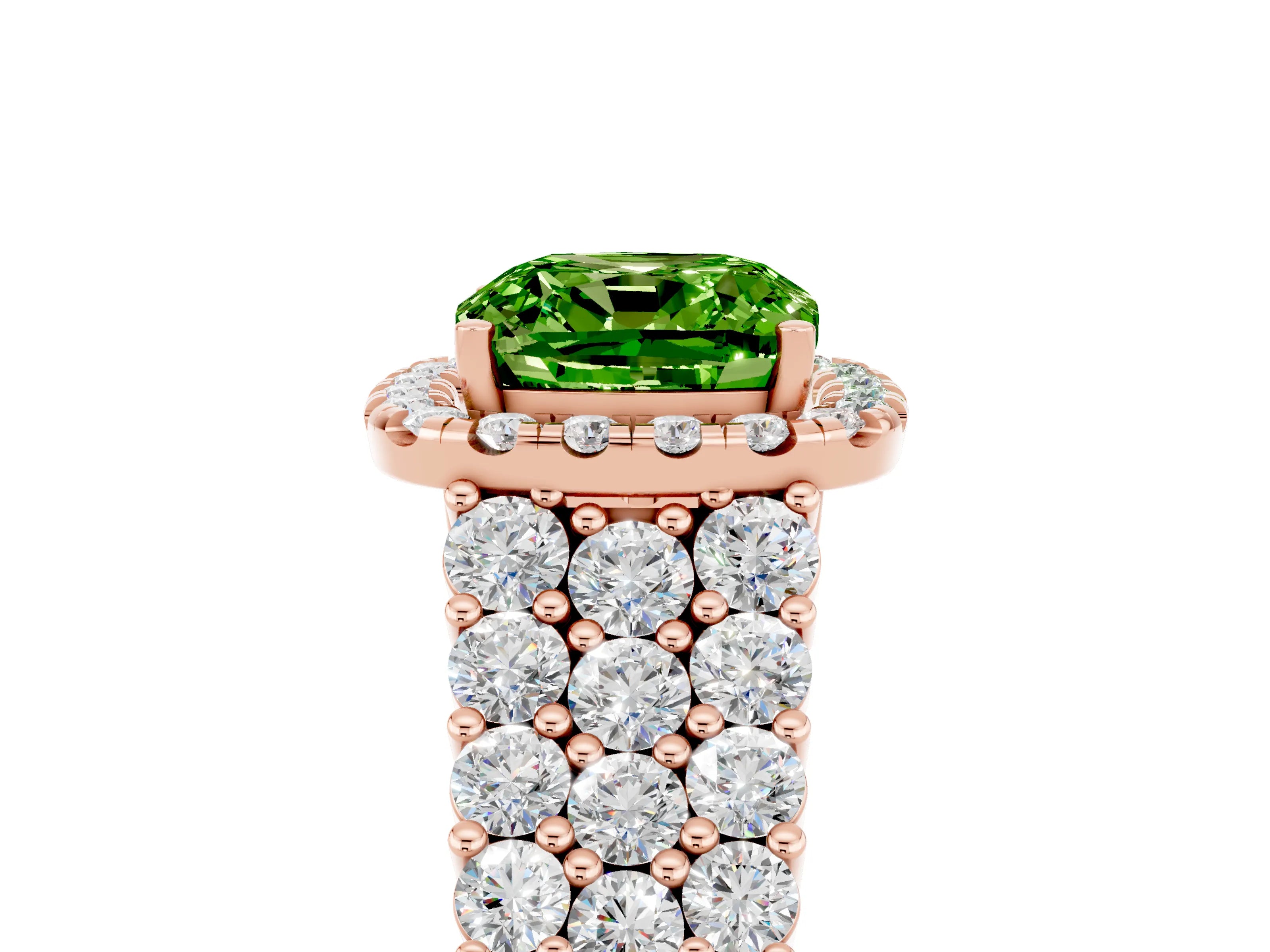 Rose gold Cushion Cut Halo Pavé Diamond Engagement Ring with Split Shank and Four-Prong Setting_5