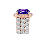 Rose gold Cushion Cut Halo Pavé Diamond Engagement Ring with Split Shank and Four-Prong Setting_5