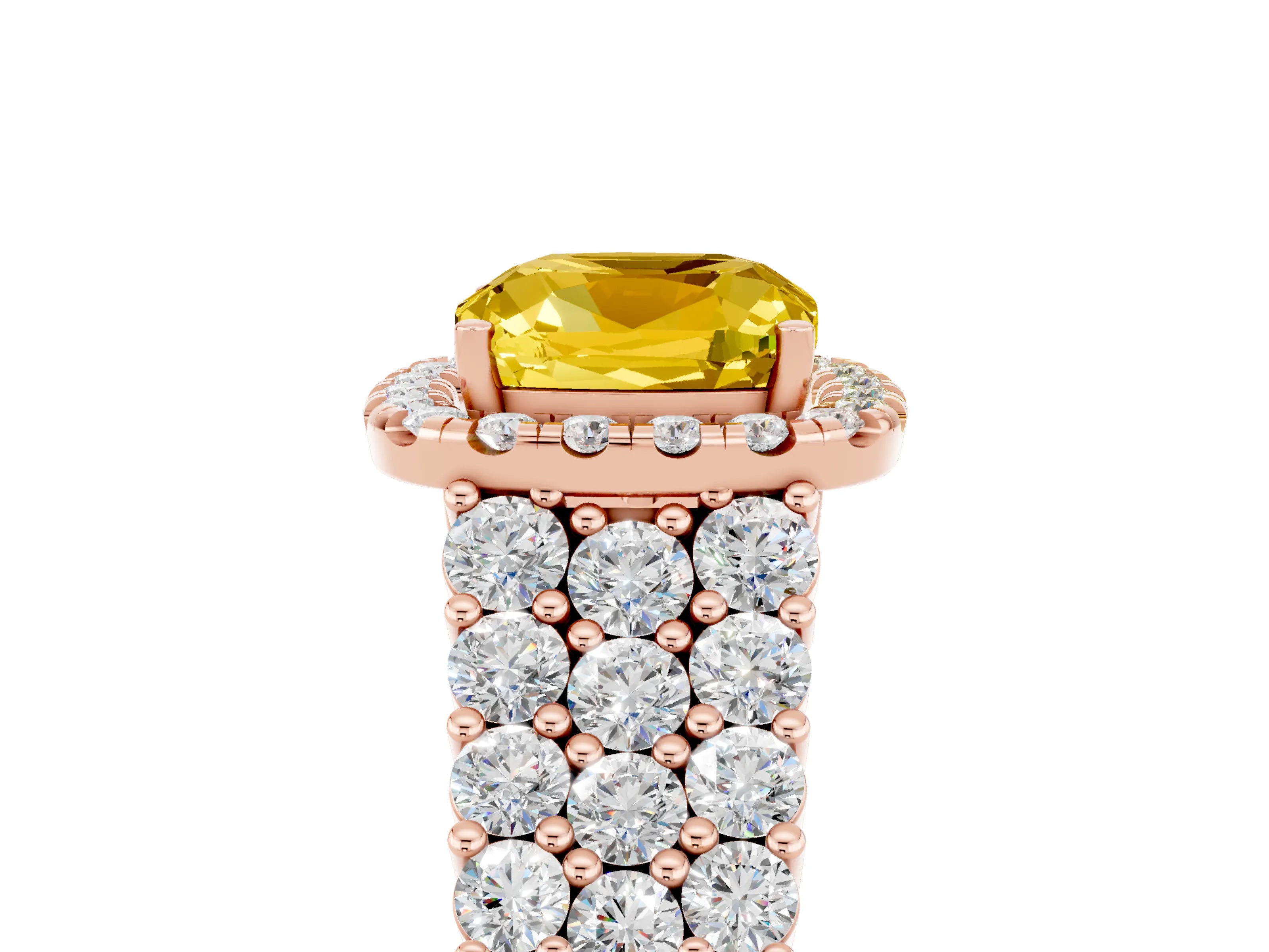 Rose gold Cushion Cut Halo Pavé Diamond Engagement Ring with Split Shank and Four-Prong Setting_5