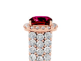 Rose gold Cushion Cut Halo Pavé Diamond Engagement Ring with Split Shank and Four-Prong Setting_5