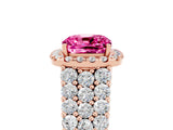 Rose gold Cushion Cut Halo Pavé Diamond Engagement Ring with Split Shank and Four-Prong Setting_5