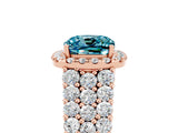 Rose gold Cushion Cut Halo Pavé Diamond Engagement Ring with Split Shank and Four-Prong Setting_5