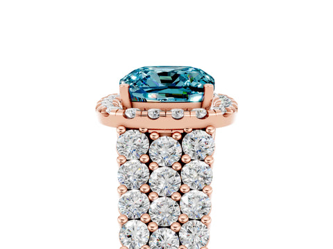 Rose gold Cushion Cut Halo Pavé Diamond Engagement Ring with Split Shank and Four-Prong Setting_5