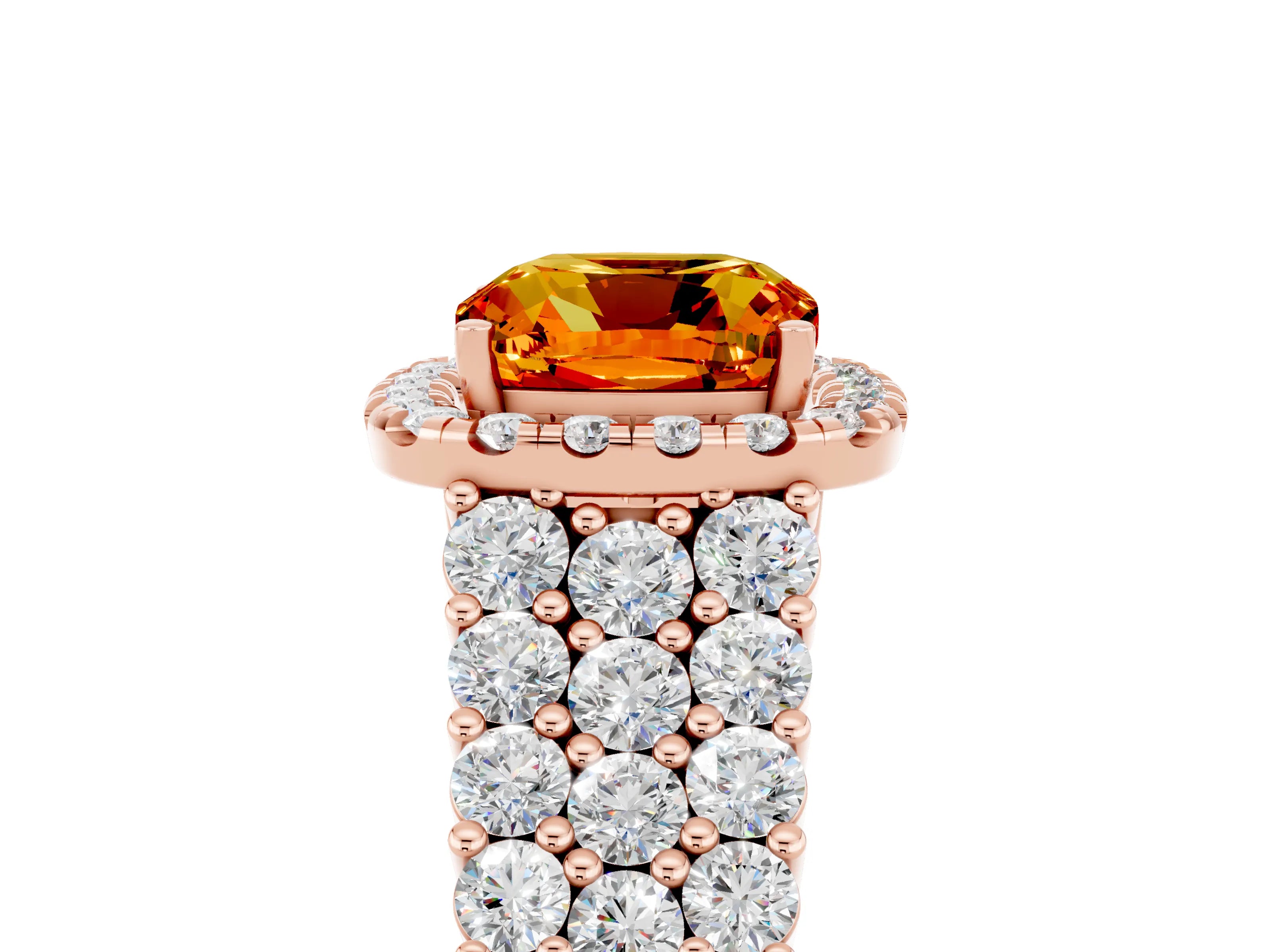 Rose gold Cushion Cut Halo Pavé Diamond Engagement Ring with Split Shank and Four-Prong Setting_5