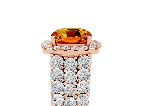 Rose gold Cushion Cut Halo Pavé Diamond Engagement Ring with Split Shank and Four-Prong Setting_5