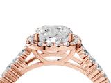 Rose gold Cushion Cut Halo Pavé Diamond Engagement Ring with Split Shank and Four-Prong Setting_7