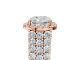 Rose gold Cushion Cut Halo Pavé Diamond Engagement Ring with Split Shank and Four-Prong Setting_8