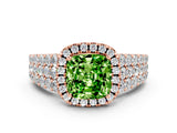 Rose gold Cushion Cut Halo Pavé Diamond Engagement Ring with Split Shank and Four-Prong Setting