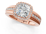 Rose gold Cushion Cut Halo Pave Band Four-Prong Ring_62