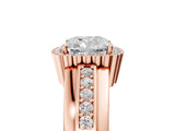 Rose gold Cushion Cut Halo Pave Band Four-Prong Ring_66