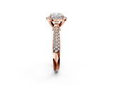 Rose gold Cushion Cut Halo Pave Band Four-Prong Setting Ring_39